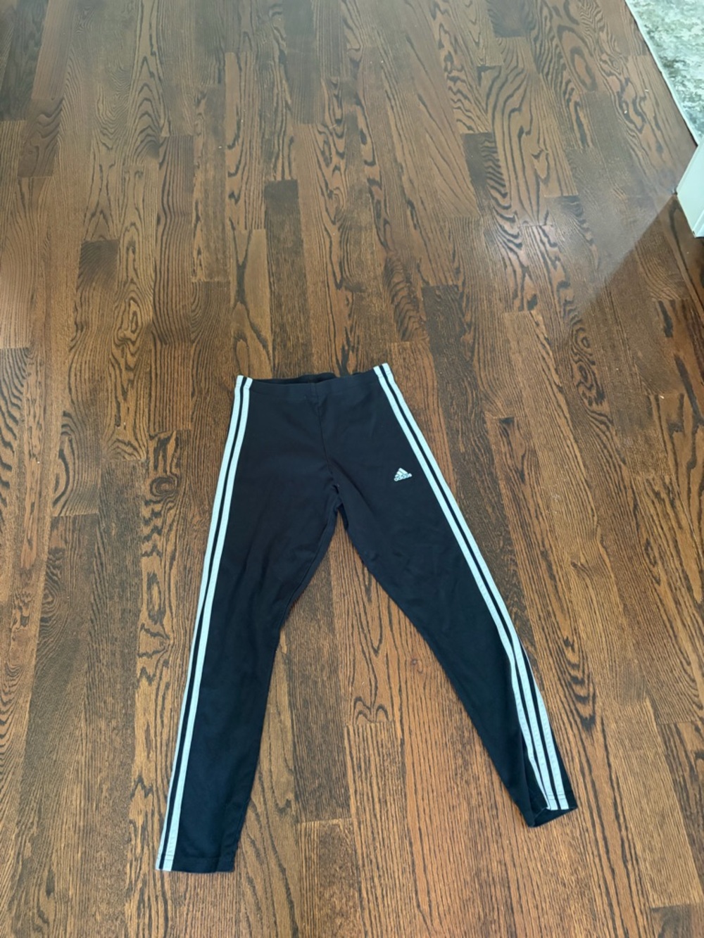 adidas Black Leggings with White Side Stripes